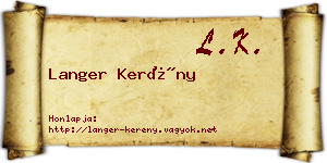 Langer Kerény névjegykártya